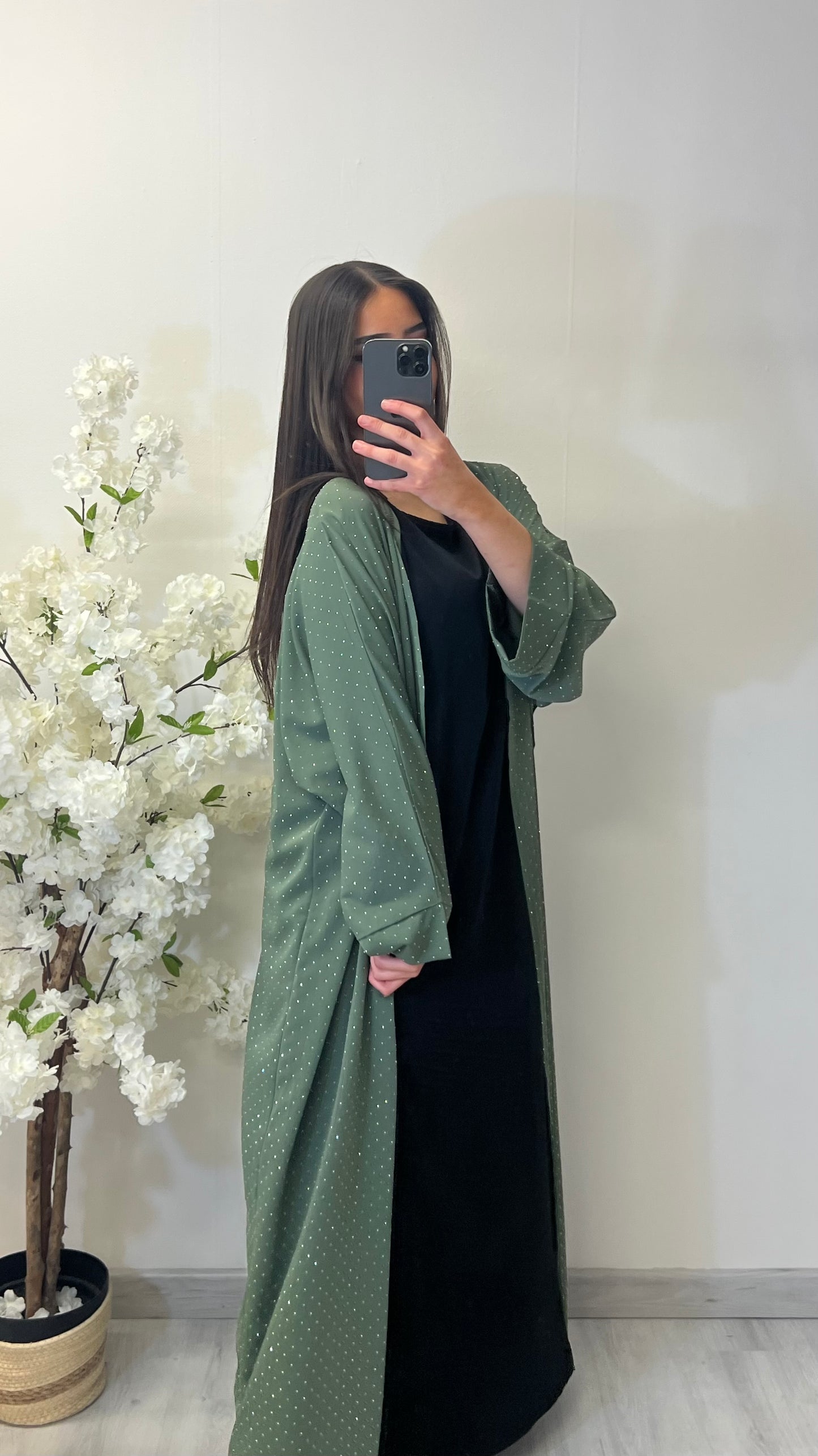 Kimono à paillettes kaki