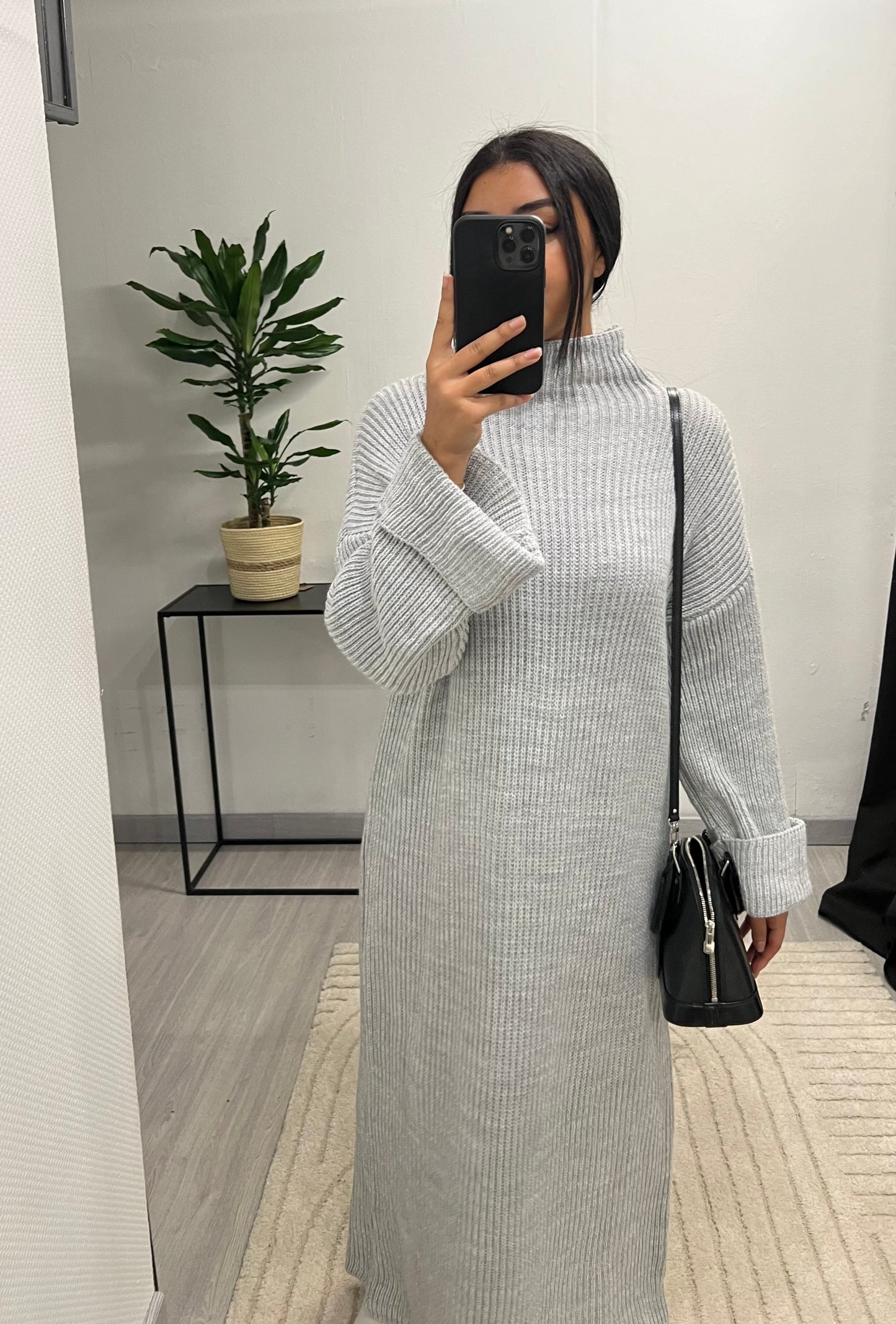 Robe en maille grise claire