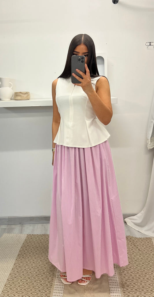 Jupe à rayures rose