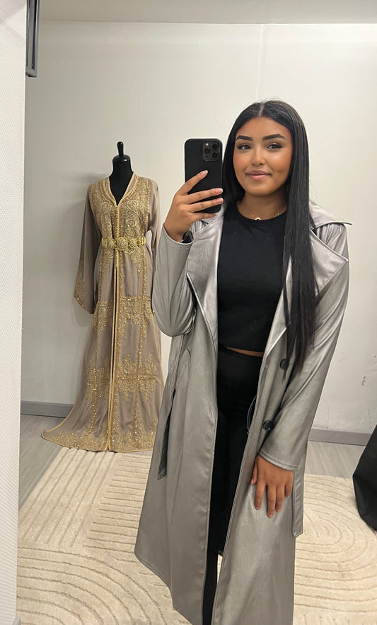 Trench en similicuir argenté