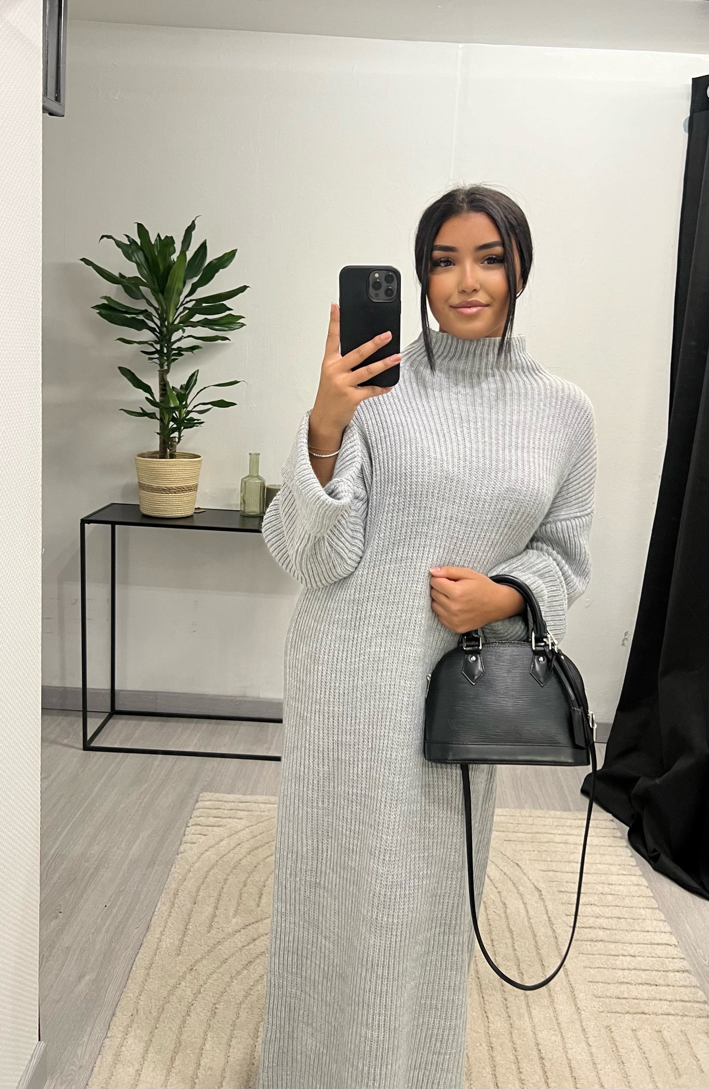 Robe en maille grise claire