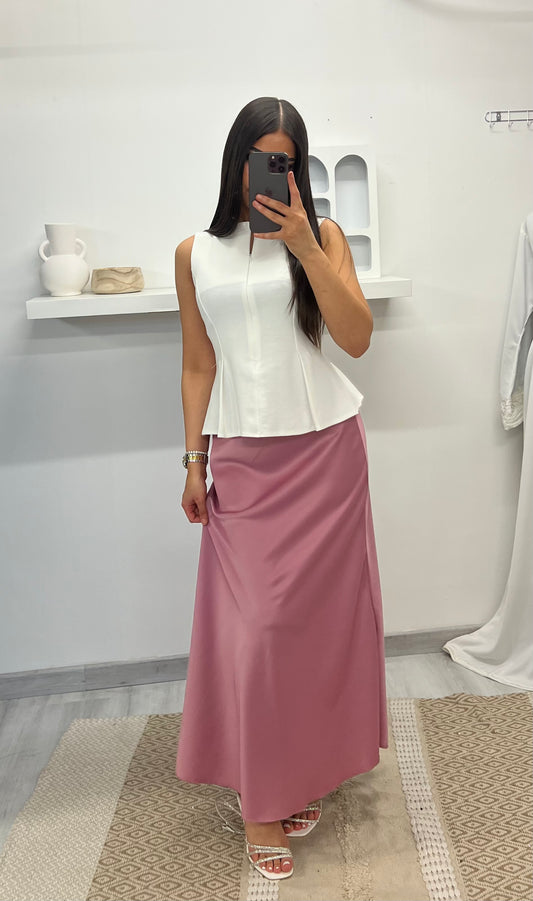 Jupe droite en satin