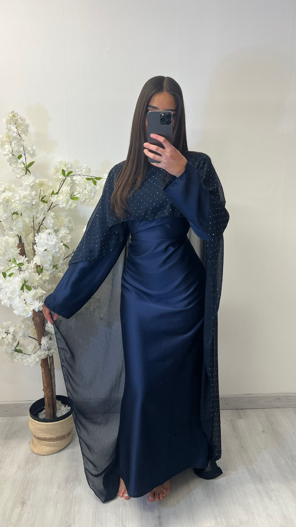 Robe cape bleu marine