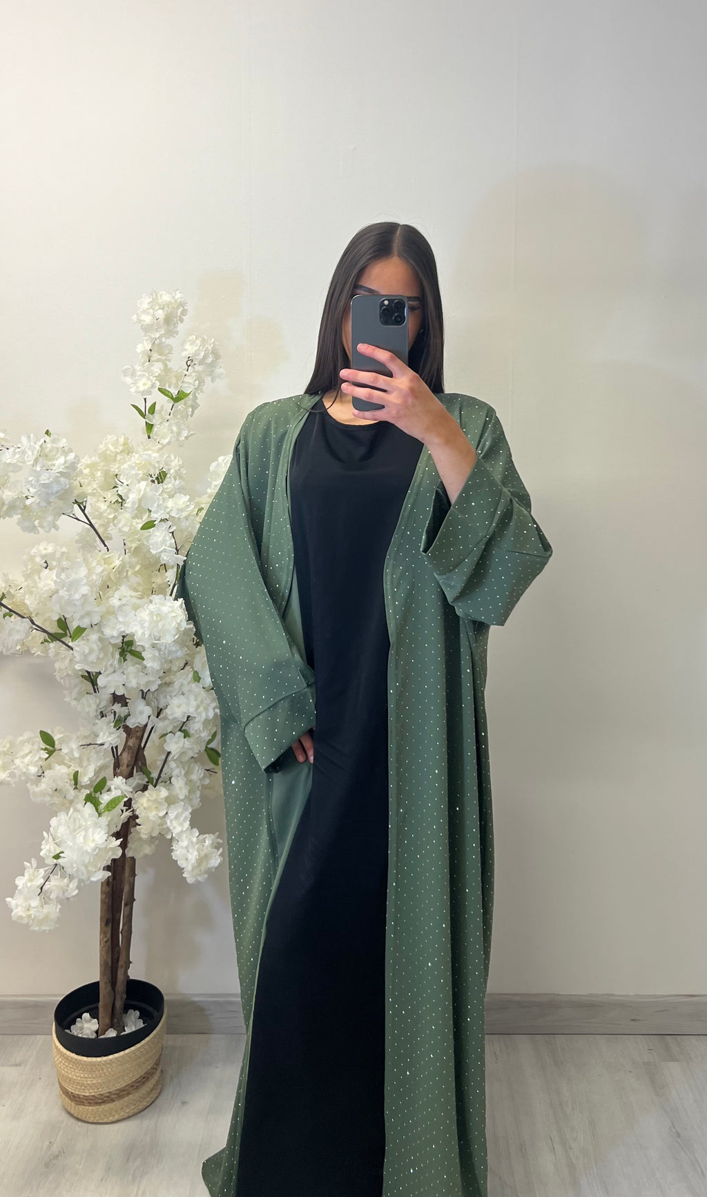 Kimono à paillettes kaki