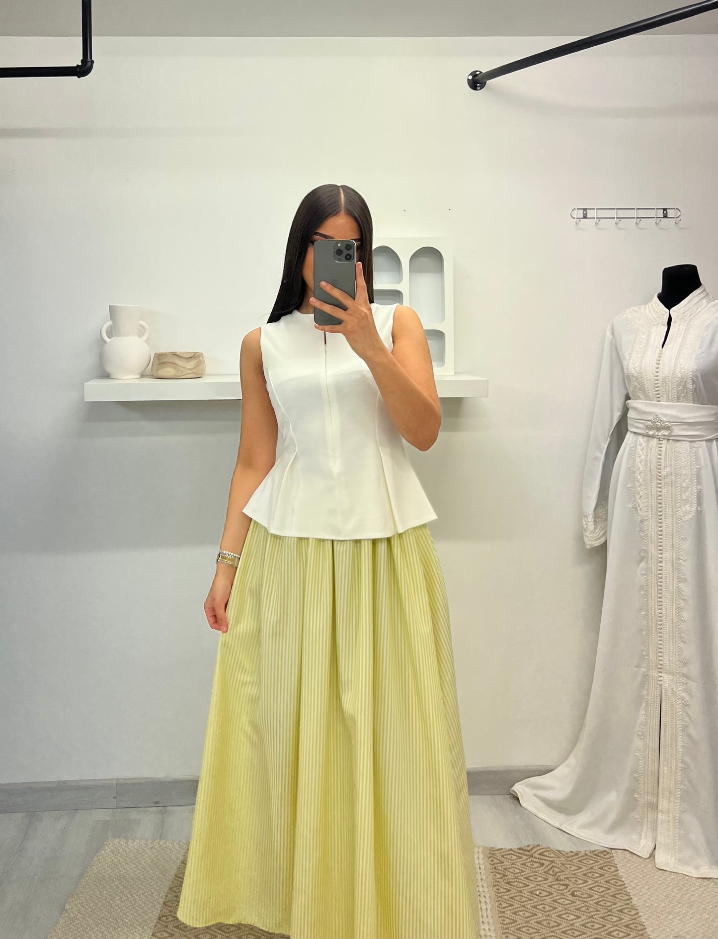 Jupe à rayures jaune