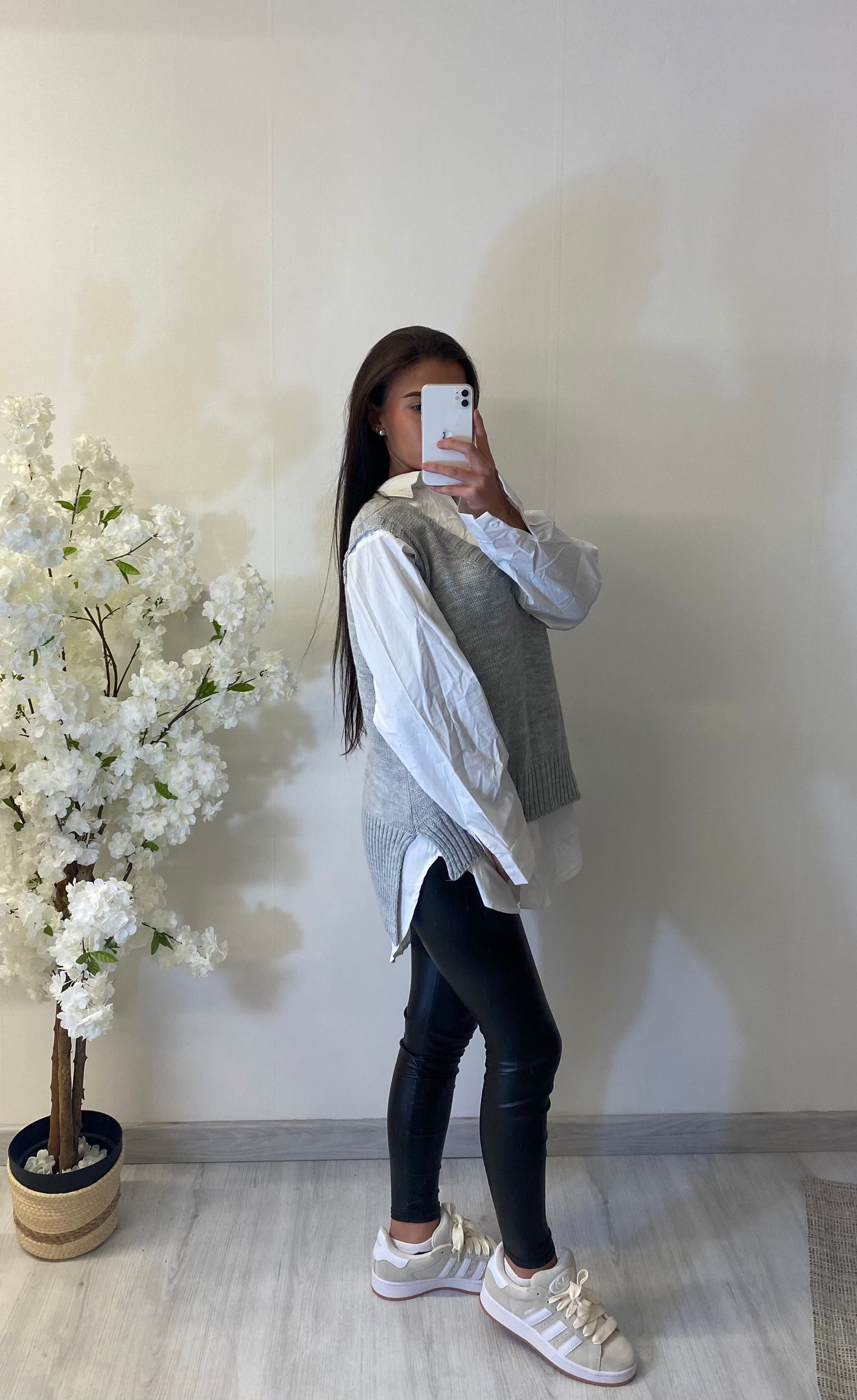 Chemise+pull gris