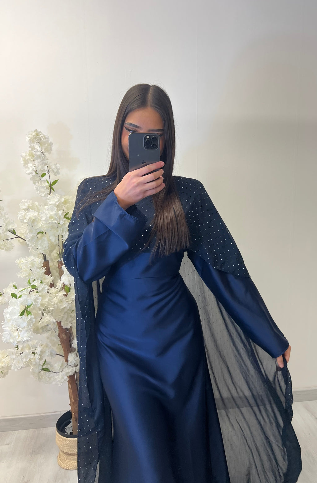 Robe cape bleu marine