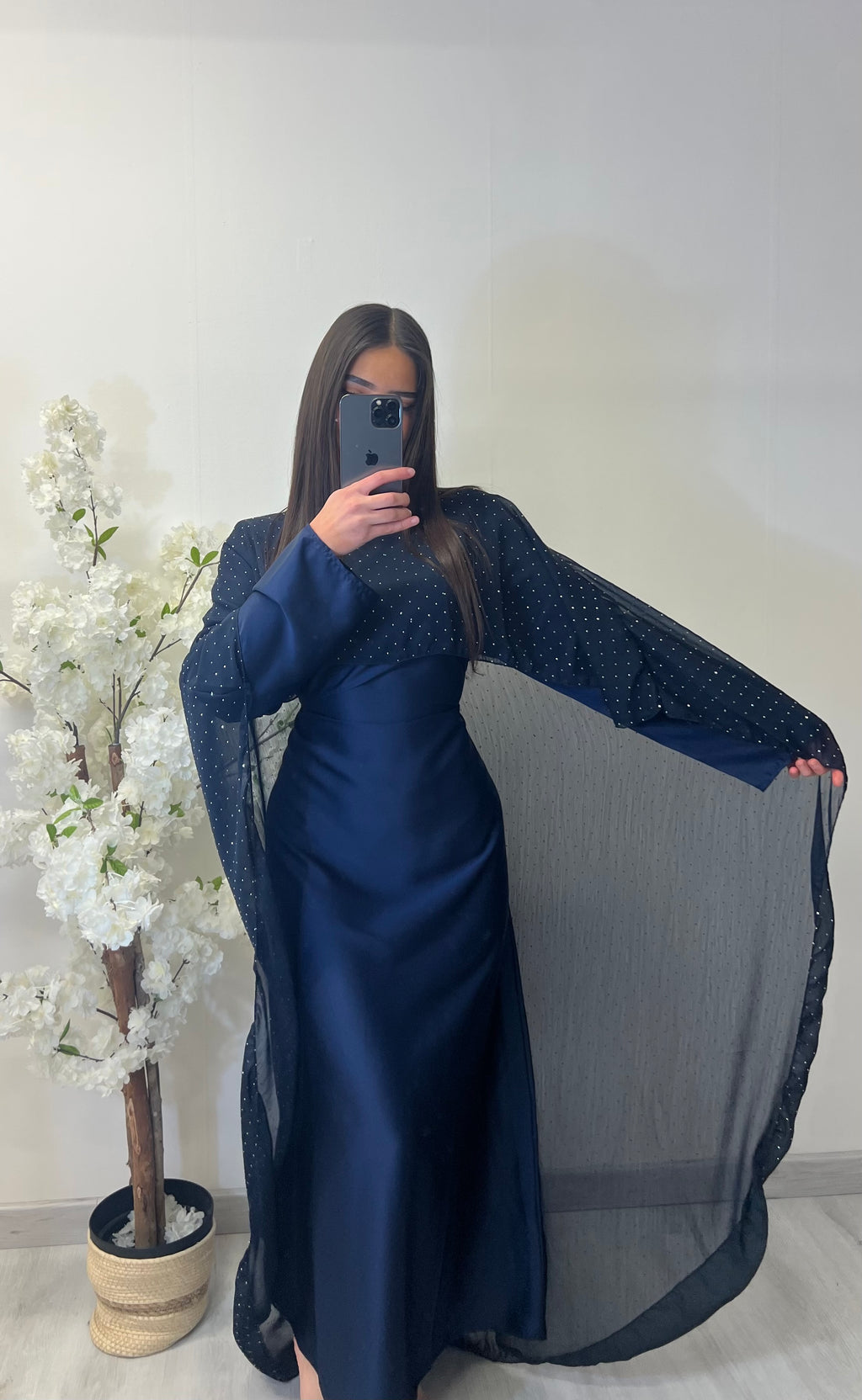 Robe cape bleu marine